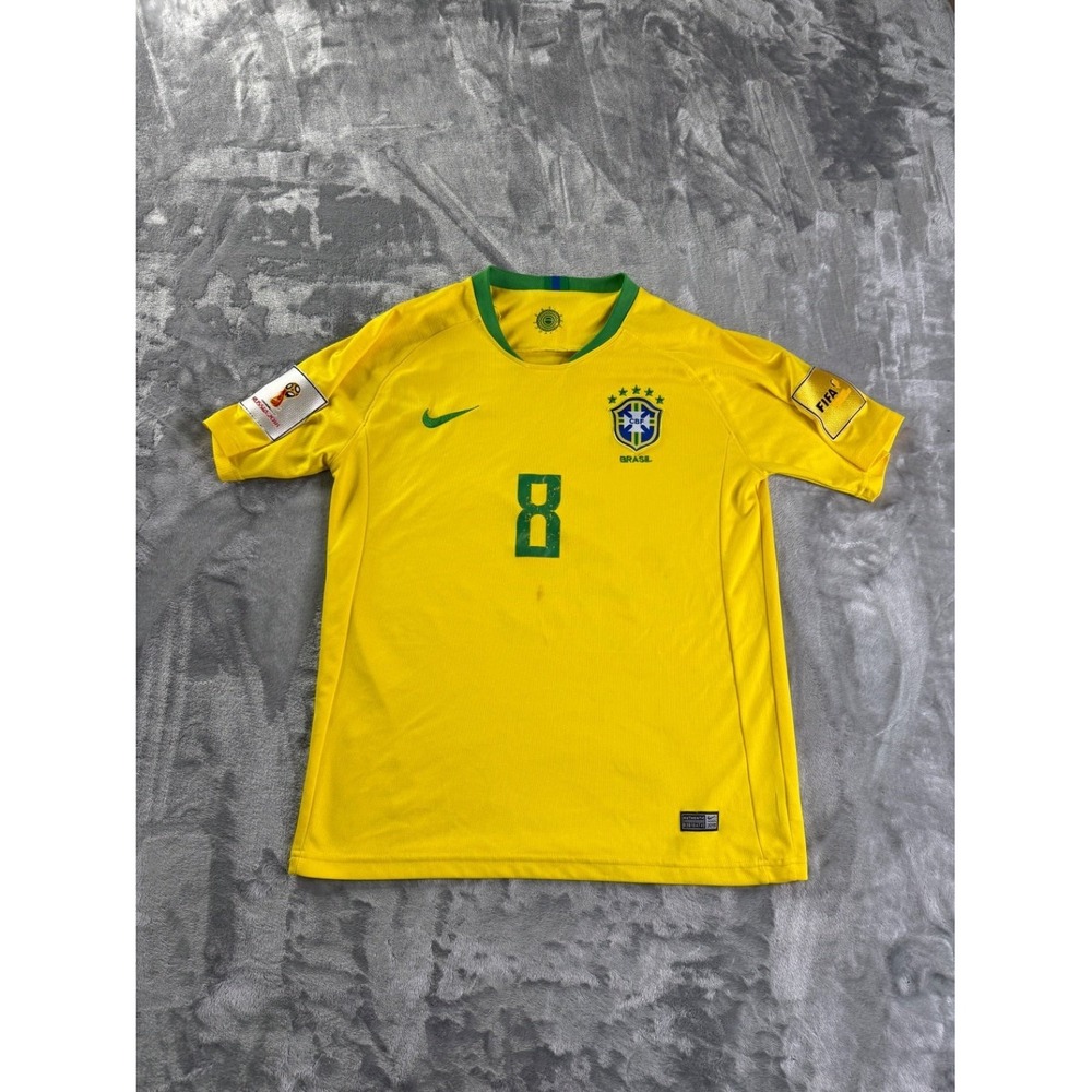 Nike Brazil 2018 World Cup Home Soccer Jersey Men's M Yellow Polyester B3B184748